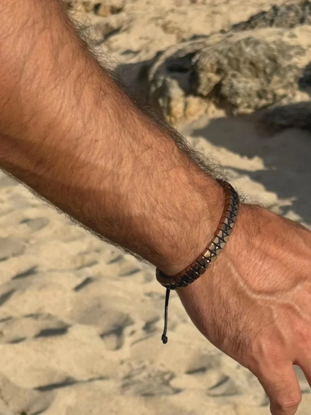 Handcrafted Bronze Natural Stone Bracelet